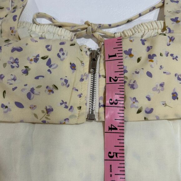 Princess Polly Yellow Floral Tie Front Corset Top Size 4 US / AU 8 - Picture 6 of 6